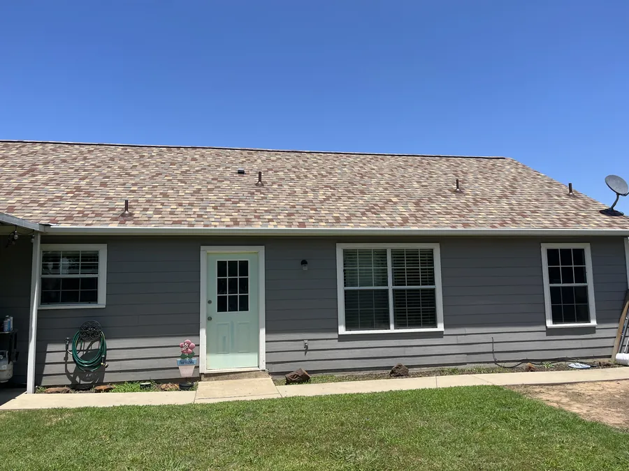 The finished roofline and gutter run on the Gainesville home