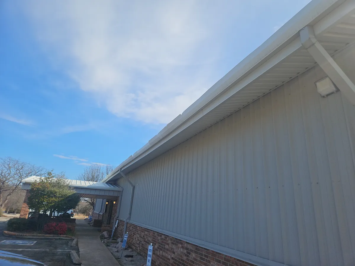 Kingston, OK: gutter run along the side of the church
